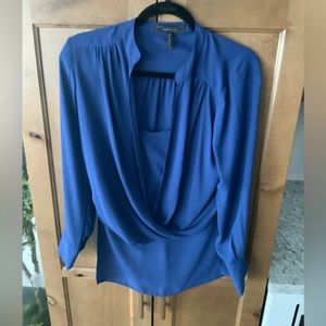 BCBG Maxazria royal blue surplice top sz XS